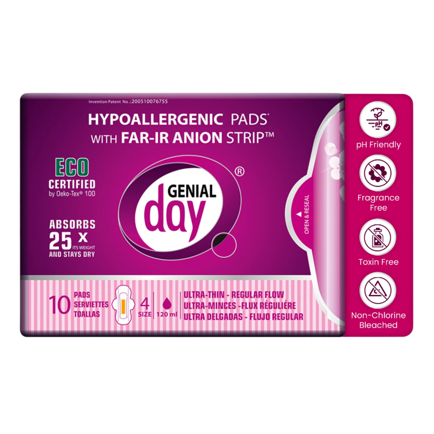 Genial Day eco-certified hypoallergenic regular flow pads