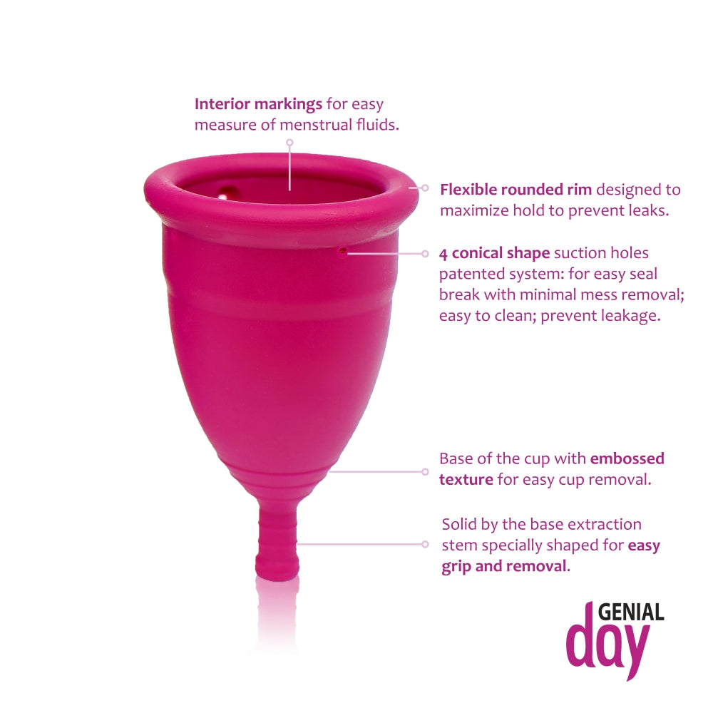 Genial Day menstrual cup made of TPE details