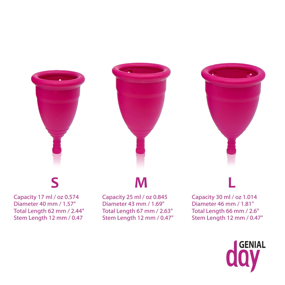 Genial day menstrual cup all sizes details