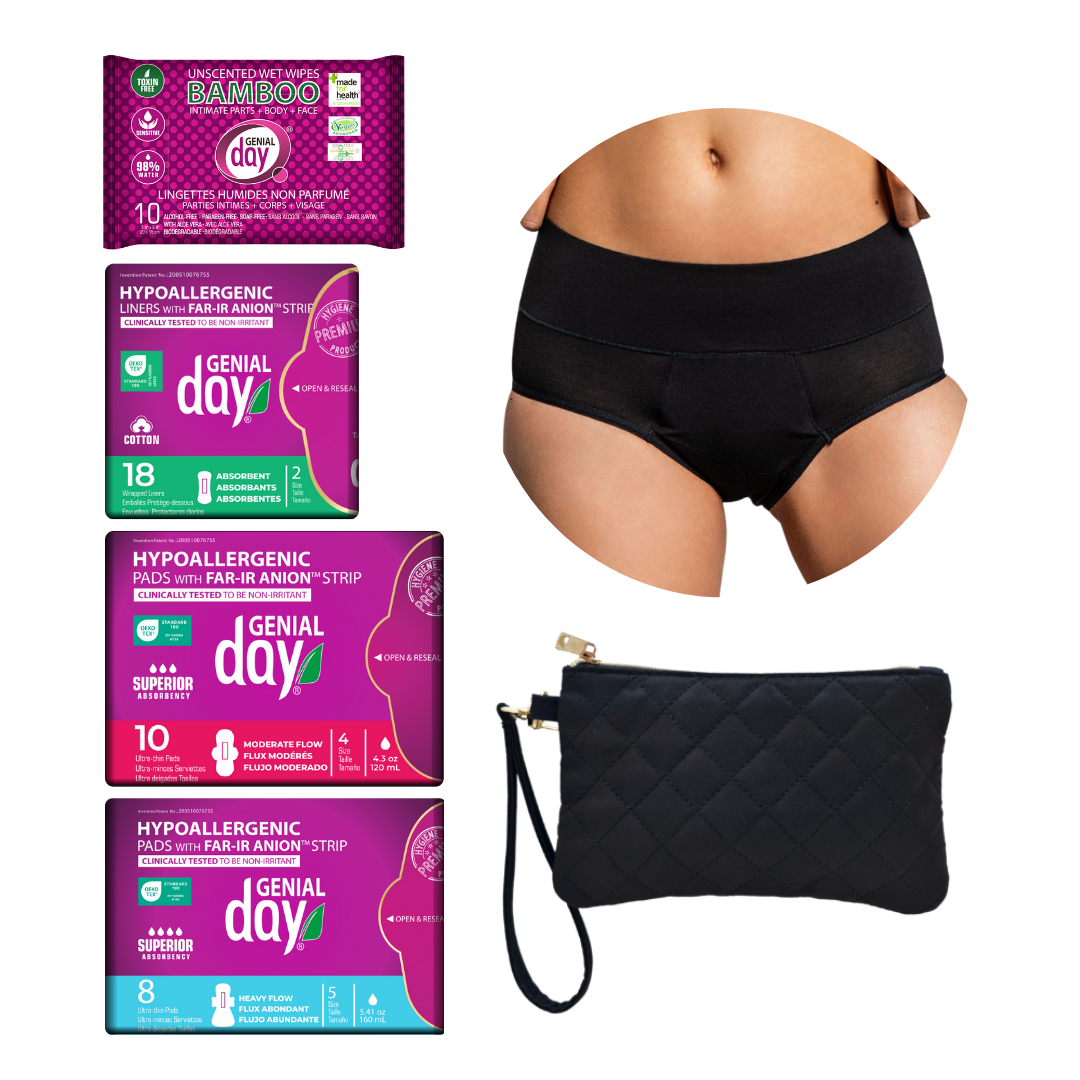 First period kit with period panties