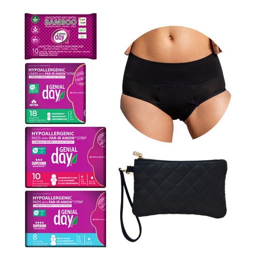 First period kit with period panties