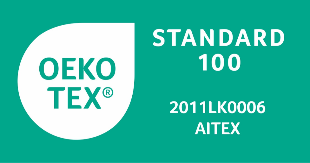 OEKO-TEX Standard 100 logo on a green background